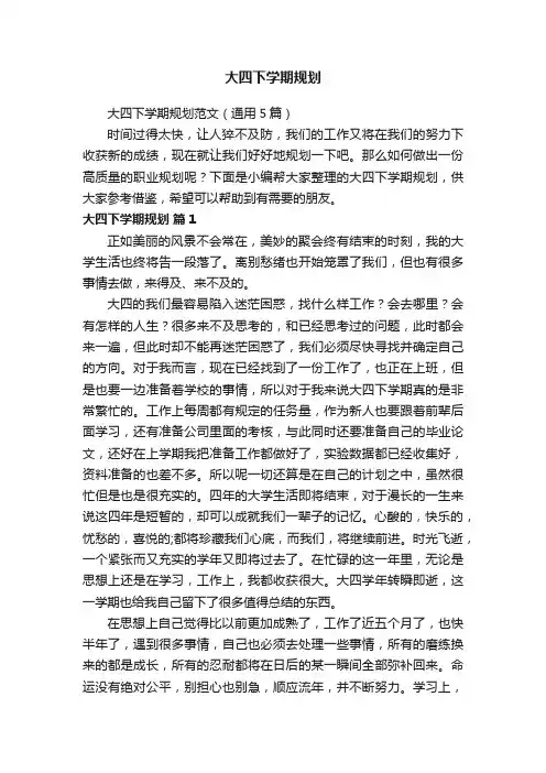 大四下学期规划