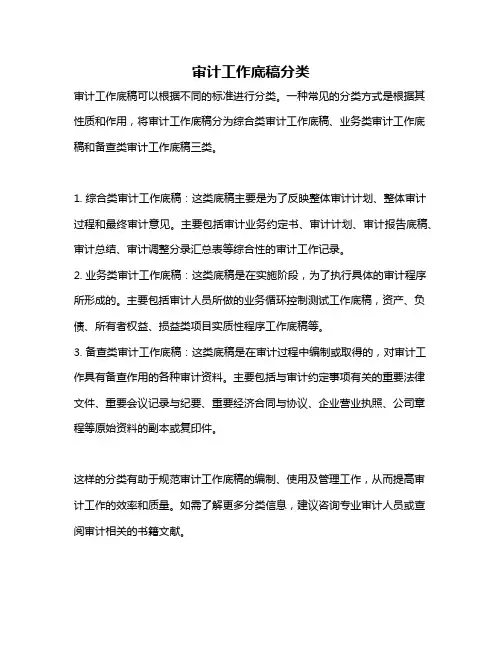 审计工作底稿分类