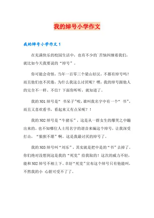 我的绰号小学作文
