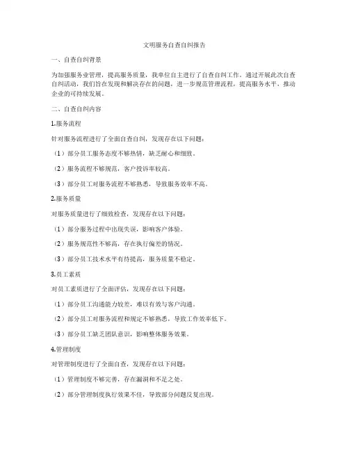 文明服务自查自纠报告