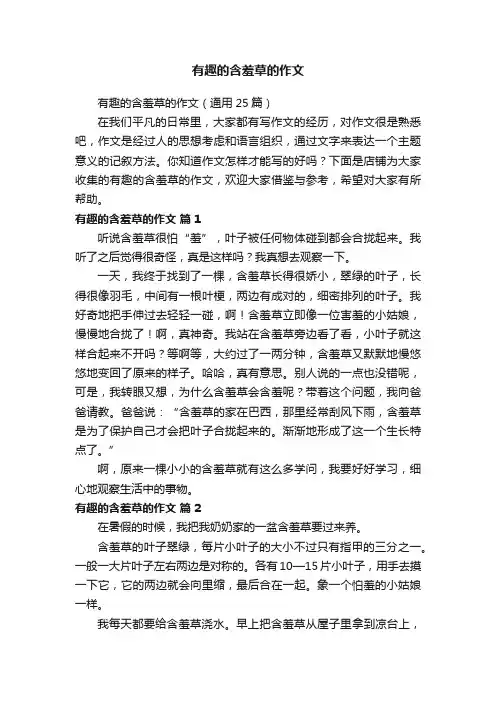 有趣的含羞草的作文