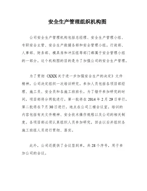 安全生产管理组织机构图