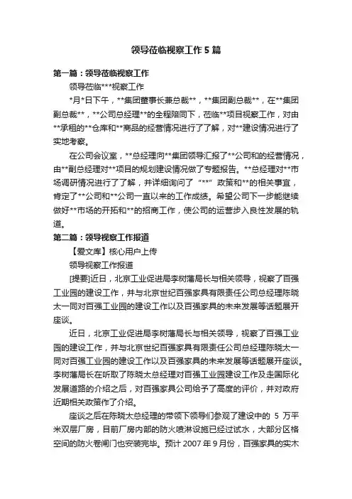 领导莅临视察工作5篇