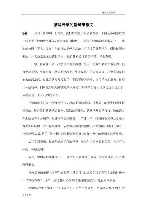 描写开学的新鲜事作文