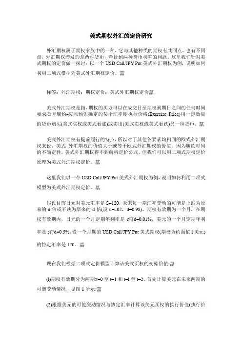 美式期权外汇的定价研究