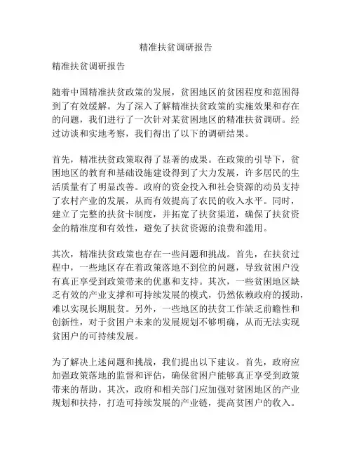 精准扶贫调研报告