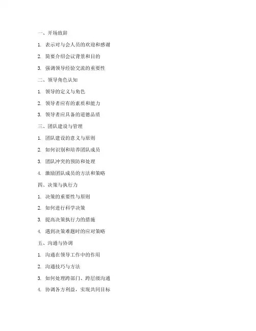领导经验交流发言稿提纲