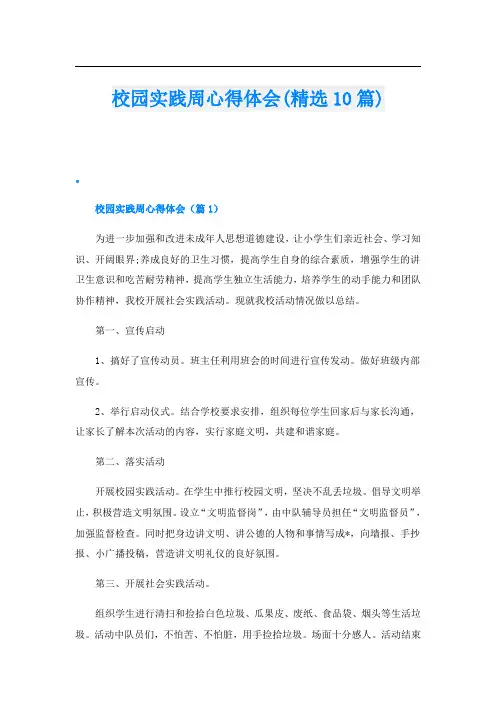 校园实践周心得体会(精选10篇)