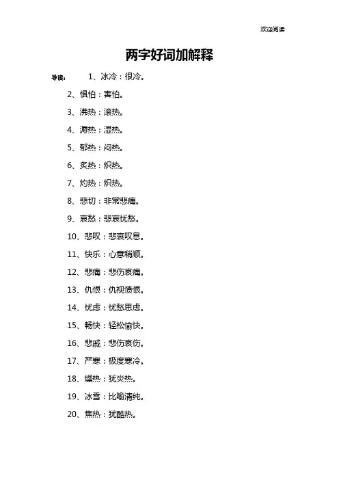 两字好词加解释