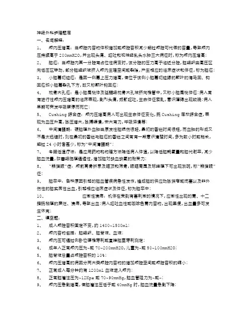 神经外科护理考试题
