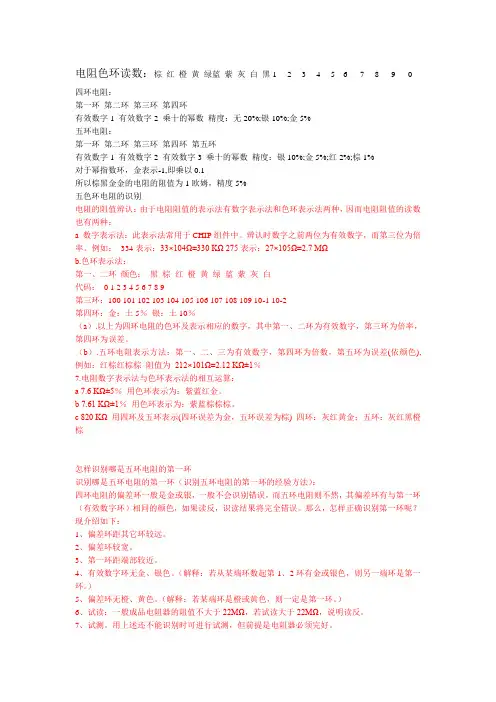 电阻的色环读法