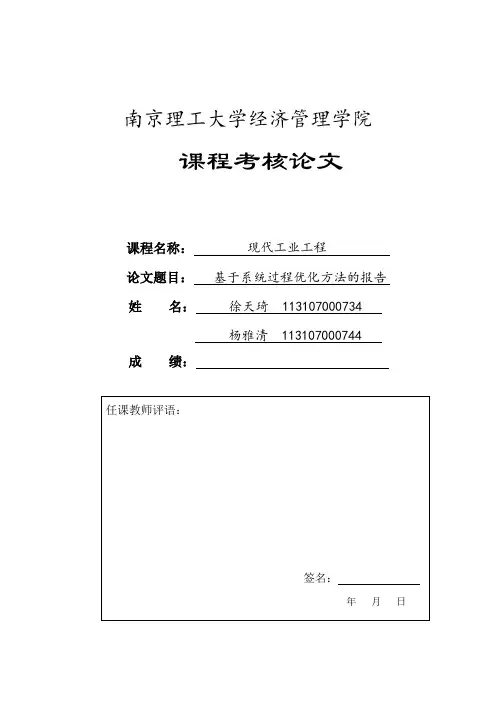 系统过程优化方法报告