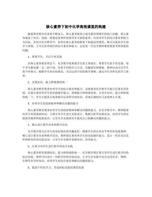 核心素养下初中化学高效课堂的构建