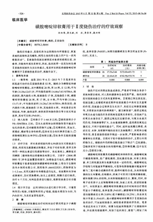 磺胺嘧啶锌软膏用于Ⅱ度烧伤治疗的疗效观察