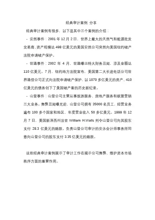 经典审计案例 分享