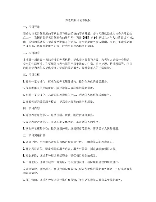 养老项目计划书模板