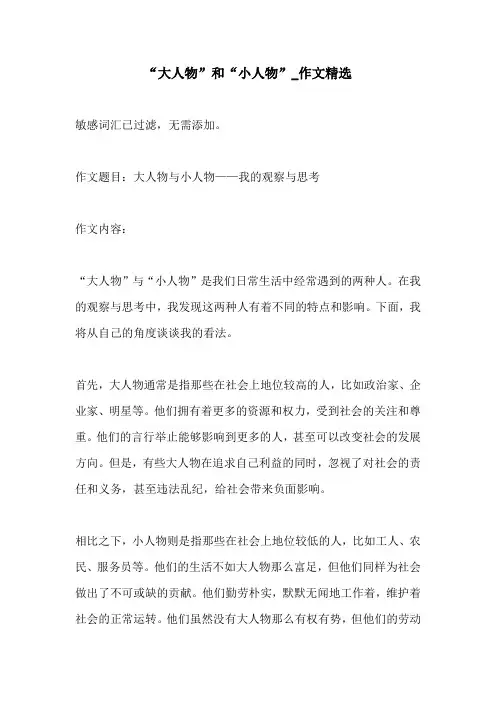 大人物和小人物作文精选