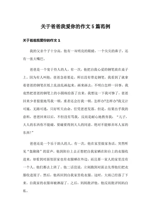 关于爸爸我爱你的作文5篇范例