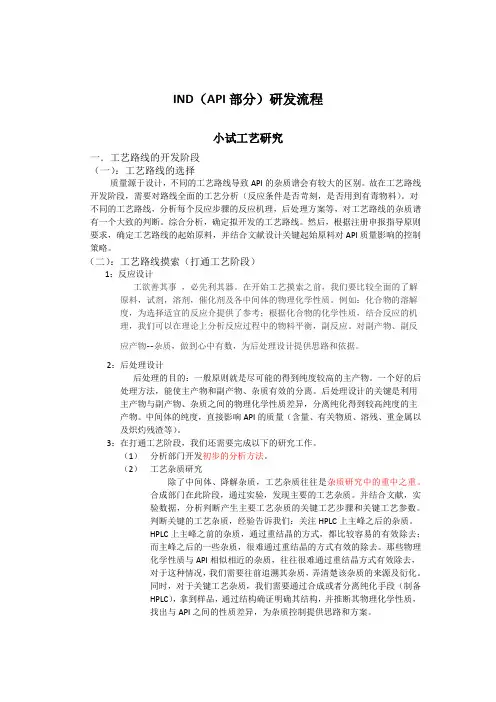 IND(API部分)研发流程