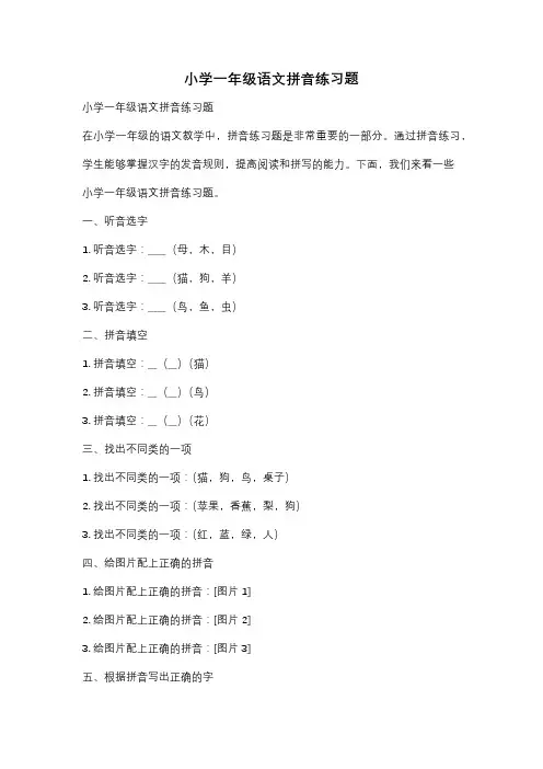 小学一年级语文拼音练习题