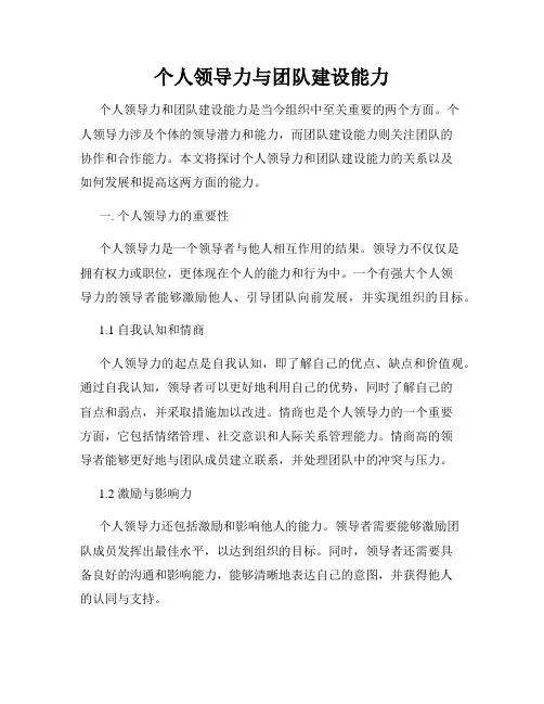 个人领导力与团队建设能力