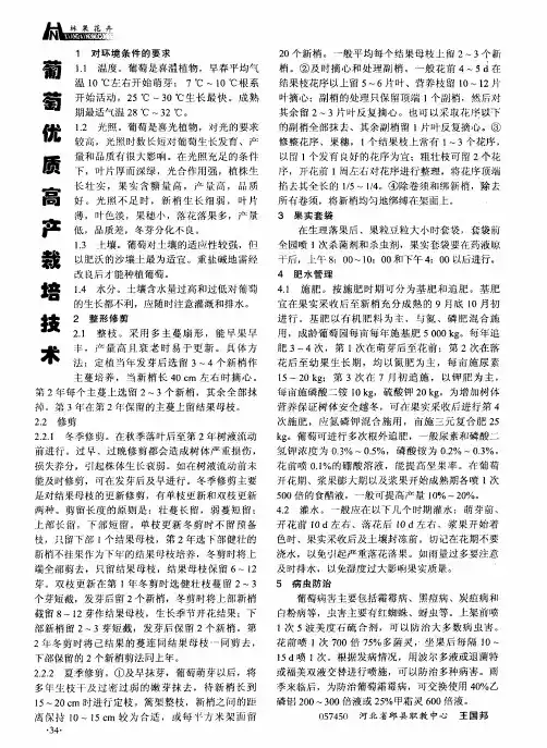 葡萄优质高产栽培技术