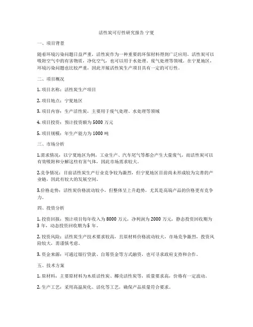 活性炭可行性研究报告 宁夏