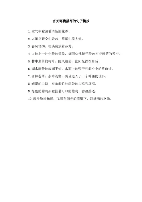 有关环境描写的句子摘抄