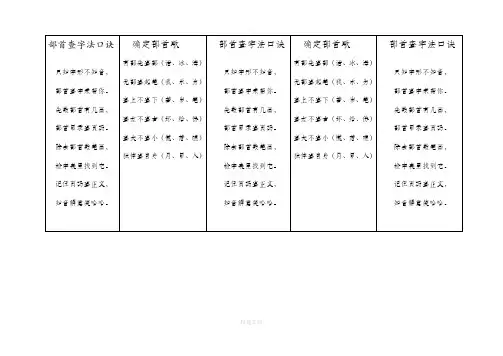 部首查字法口诀