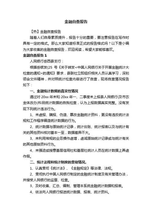 金融自查报告