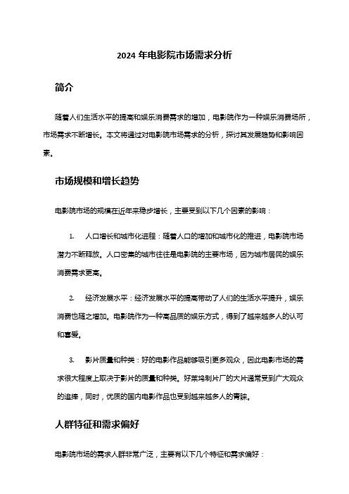 2024年电影院市场需求分析