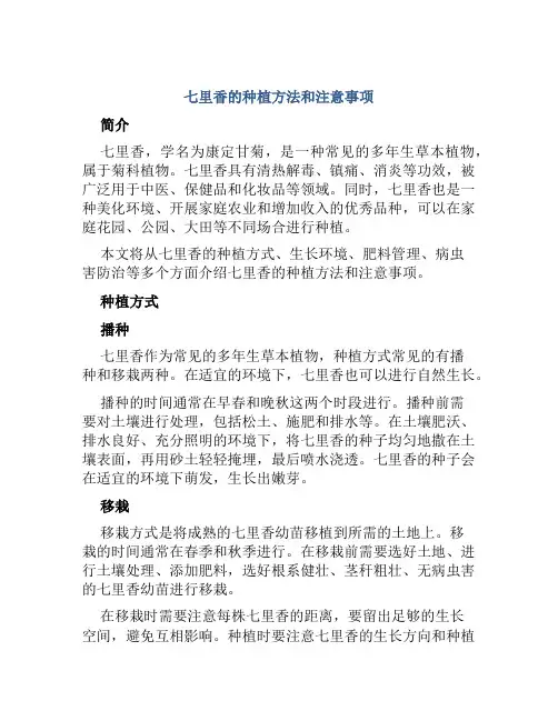 七里香的种植方法和注意事项