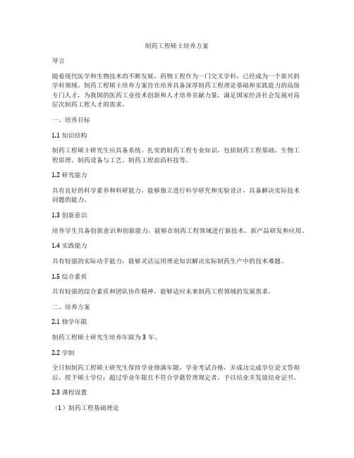 制药工程硕士培养方案