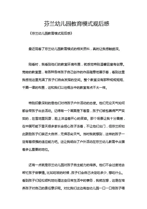 芬兰幼儿园教育模式观后感