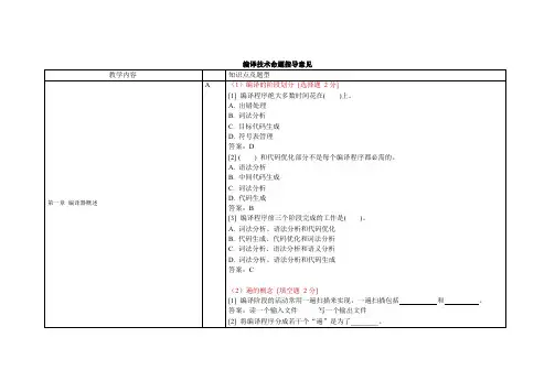 大连理工大学编译原理复习