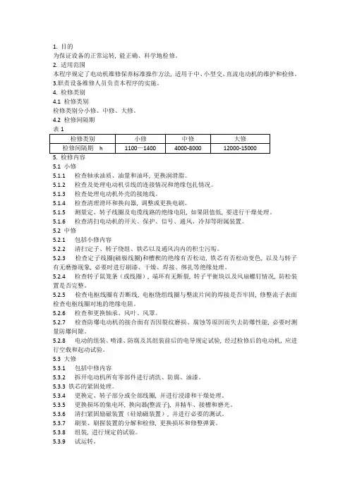 电动机维修保养标准规范