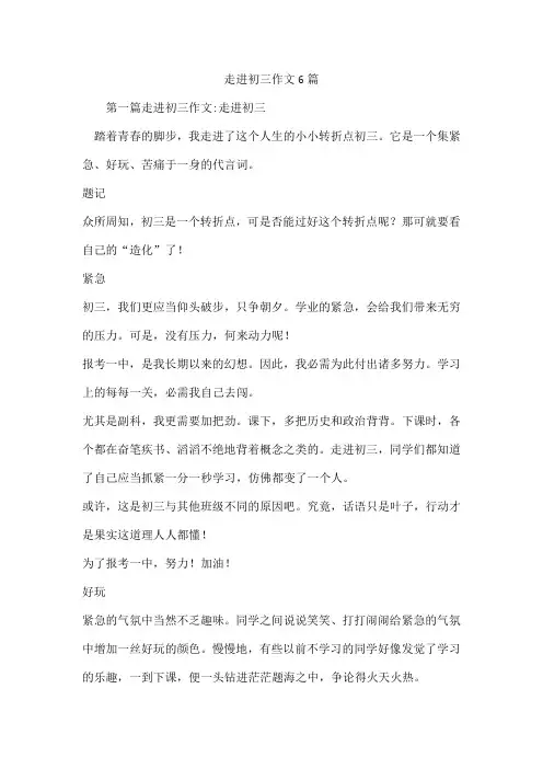 走进初三作文6篇