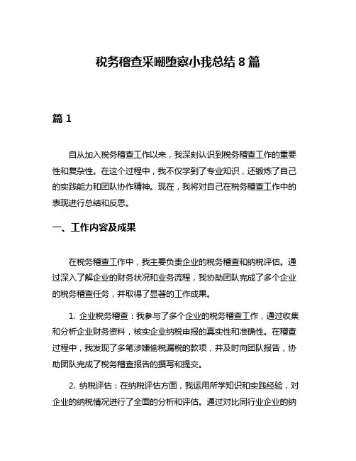 税务稽查采嘲堕察小我总结8篇
