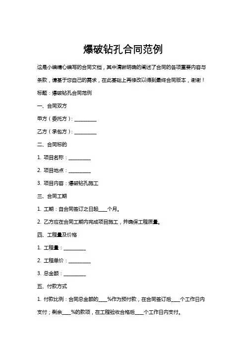 爆破钻孔合同范例