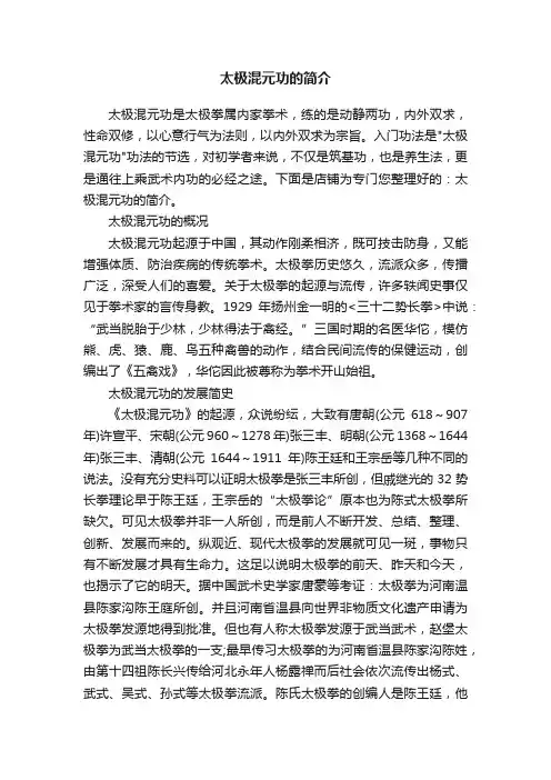 太极混元功的简介