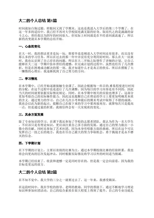 大二的个人总结(汇总12篇)