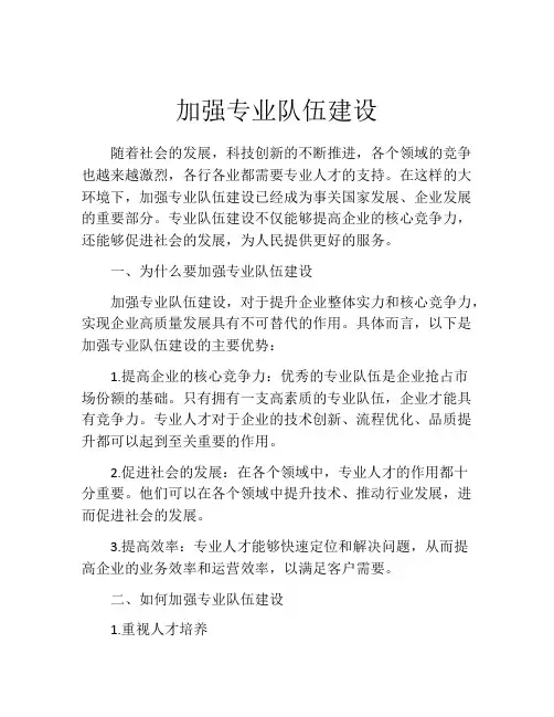 加强专业队伍建设