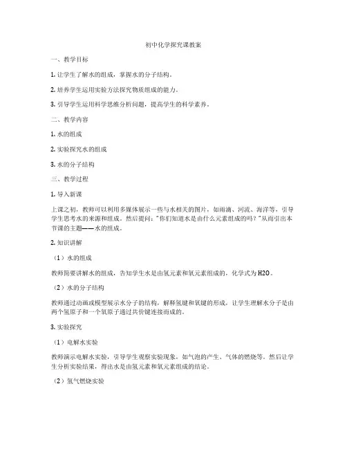 初中化学探究课教案
