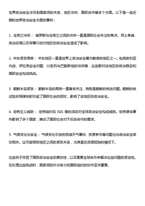 关于世界政治安全的事例