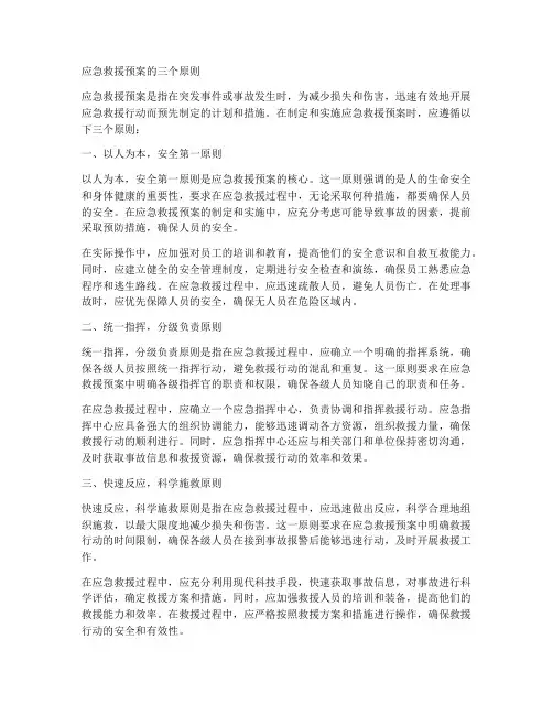 应急救援预案的三个原则