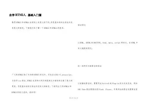自学HTML5,基础入门篇