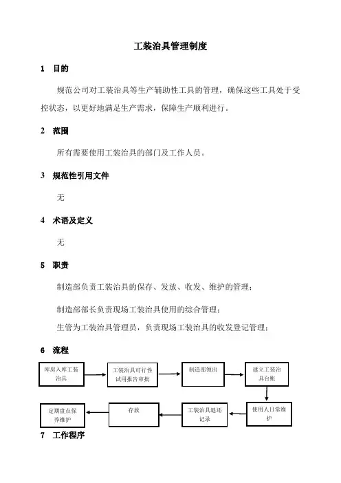 质量管理体系文件：工装治具管理制度