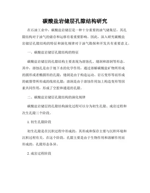 碳酸盐岩储层孔隙结构研究
