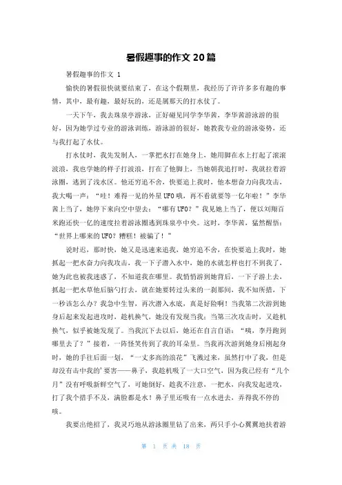 暑假趣事的作文20篇