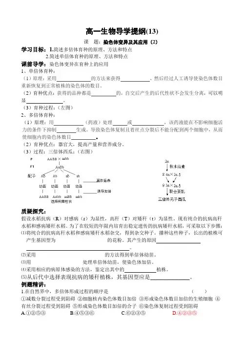染色体变异及其应用二